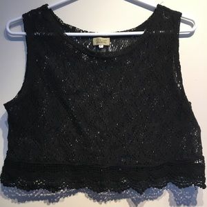 Black lace crop top